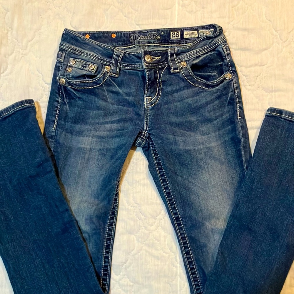 Miss Me jeans. Size 26. Bootcut relaxed fit. Like new, light wear.